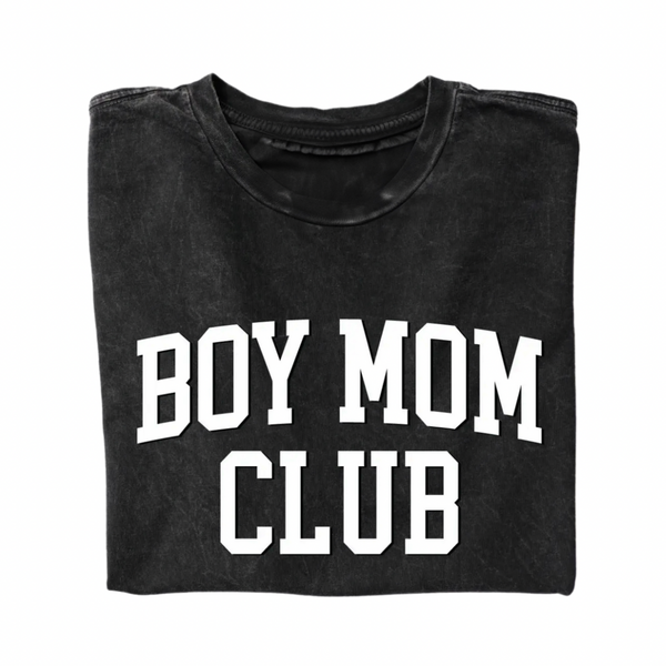 Boy Mom Club Tee - Distressed Black