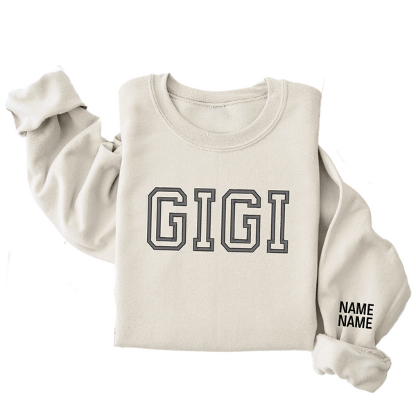 Personalized Gigi Crewneck with names on sleeve