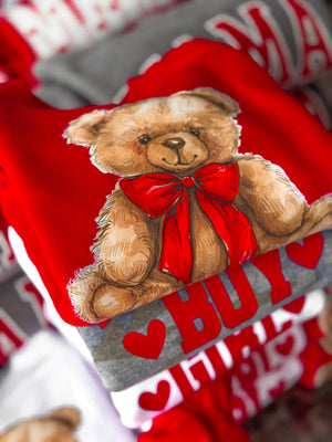 Teddy Bear Crewneck - Red