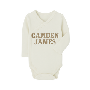 Personalized Name Kimono Onesie- Natural
