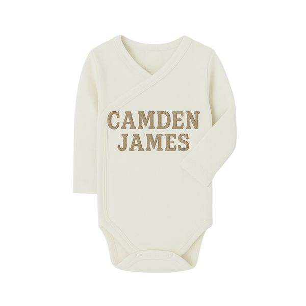 Personalized Name Kimono Onesie- Natural