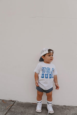 USA Dude Tee- Heather Ash