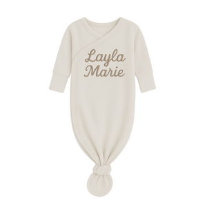 Personalized Name Kimono Newborn Gown- Ivory