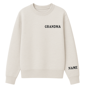 Custom Crewneck with Names on Sleeve- Oatmeal Heather