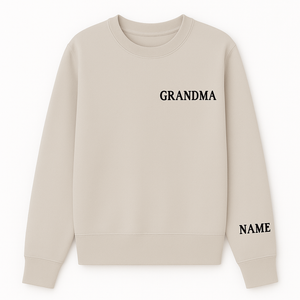 Custom Crewneck with Names on Sleeve- Heather Dust