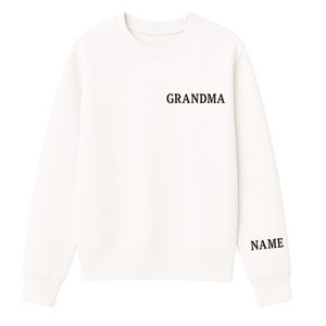 Custom Crewneck with Names on Sleeve- White
