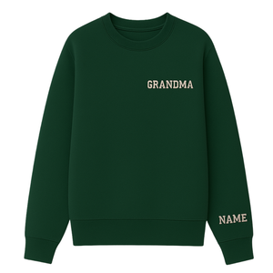 Custom Crewneck with Names on Sleeve- Forest