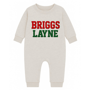 Personalized Christmas Romper- Oatmeal