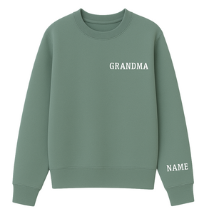 Custom Crewneck with Names on Sleeve- Sage