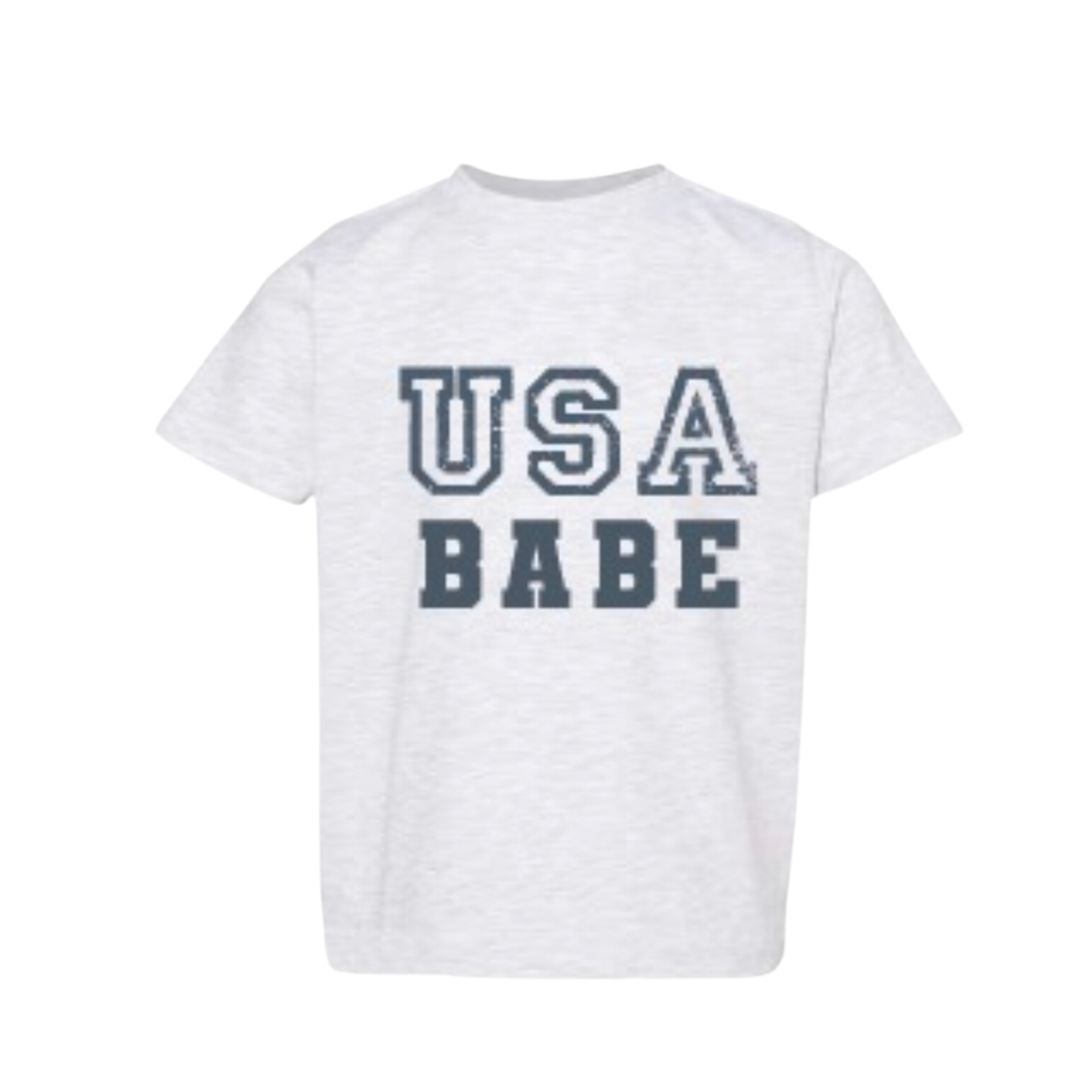 USA Babe Tee- Heather Ash