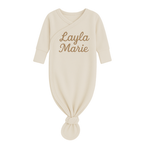 Personalized Name Kimono Newborn Gown- Natural Cursive