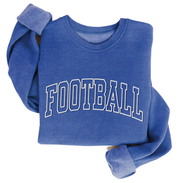 Football Puff Letter Crewneck - Royal Blue