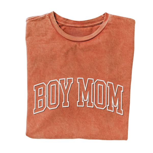 Boy Mom Tee - Distressed Pumpkin