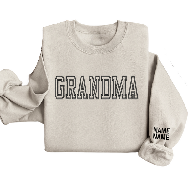 Personalized Grandma Crewneck with names on sleeve