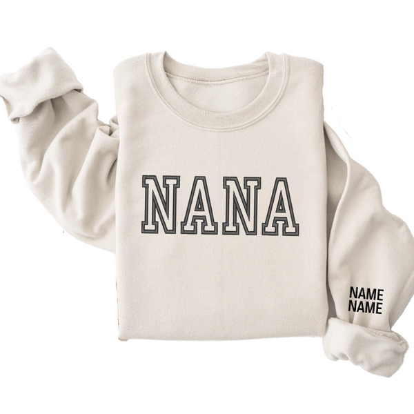 Personalized Nana Crewneck with names on sleeve