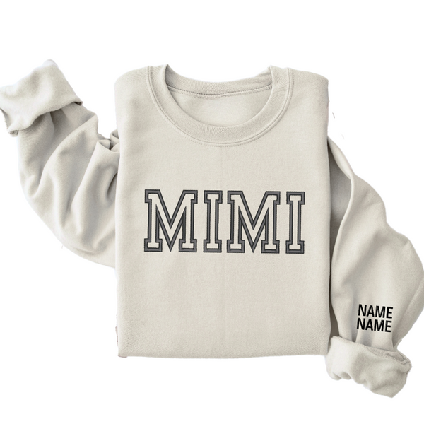Personalized Mimi Crewneck with kids name on sleeve