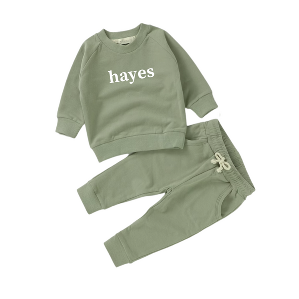 Personalized Name Jogger Set- Sage Green