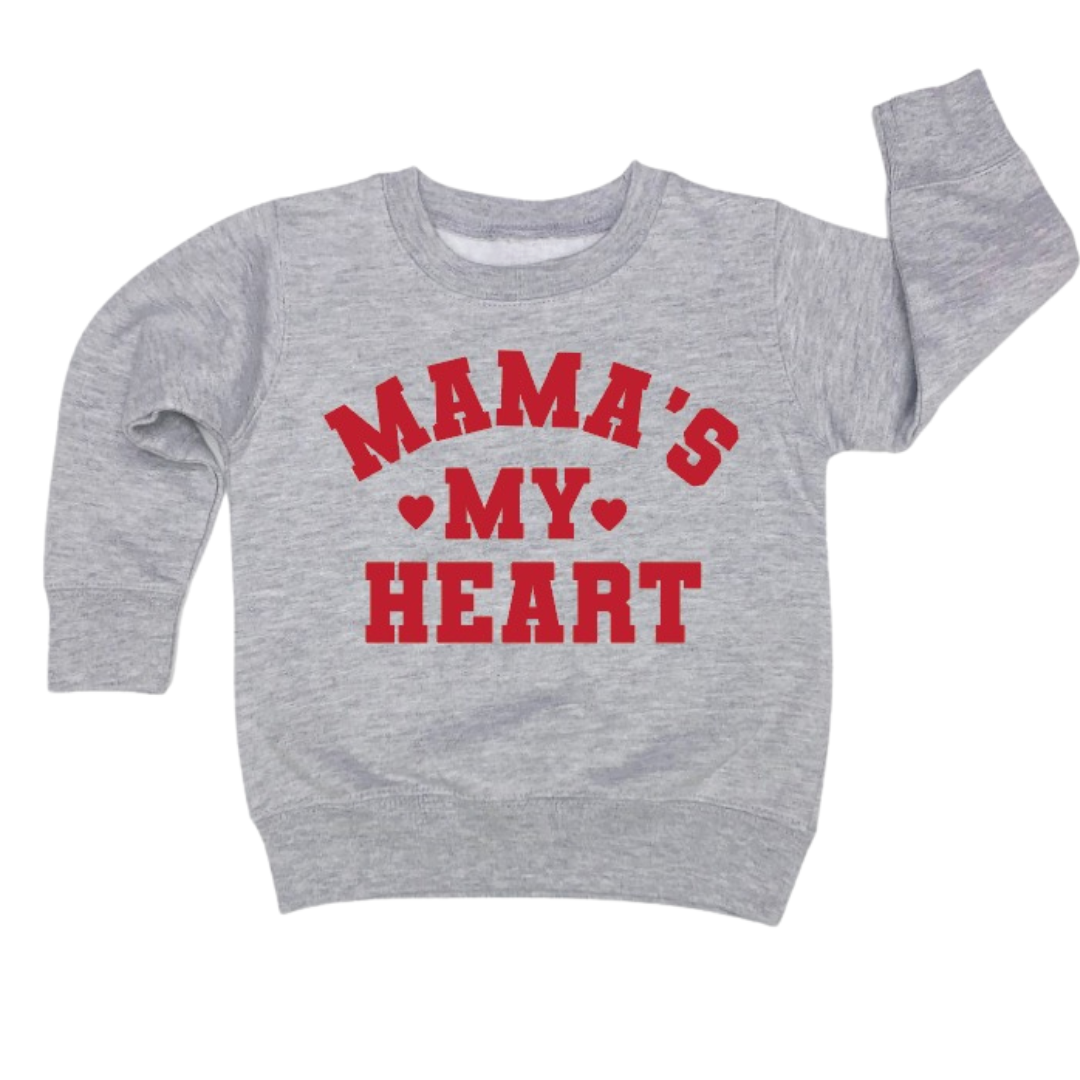 Mama's My Heart Crewneck- Grey